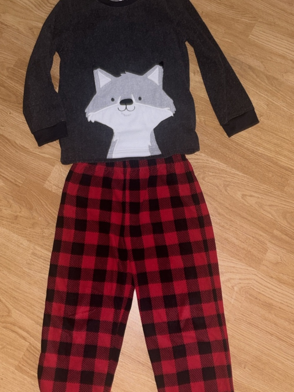 Carter's Gray Fox Top with Red Buffalo Plaid Pajama Pants